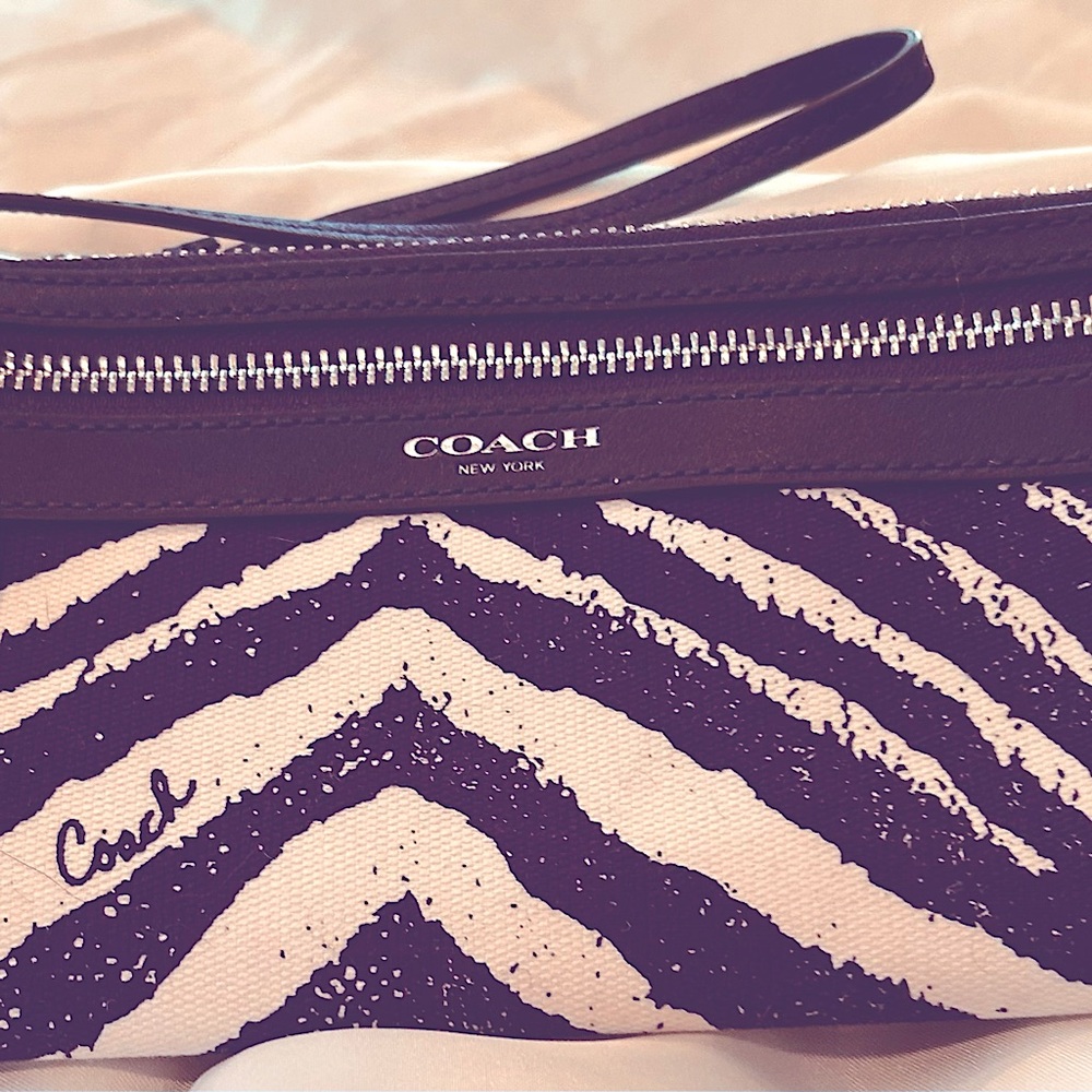 Coach Navy/White Zebra Wristlet